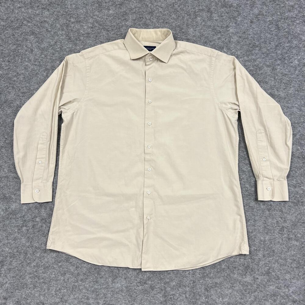 Proper Cloth Shirt Mens XL Beige Solid Tailored Cotton Dress Work Office Work